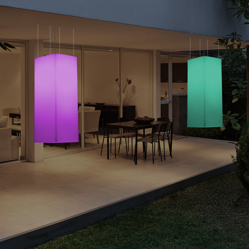 Udendørs Terrassebelysning Loftlampe, 110 x 30cm LED Søjleformet Pendlerlampe, RGB