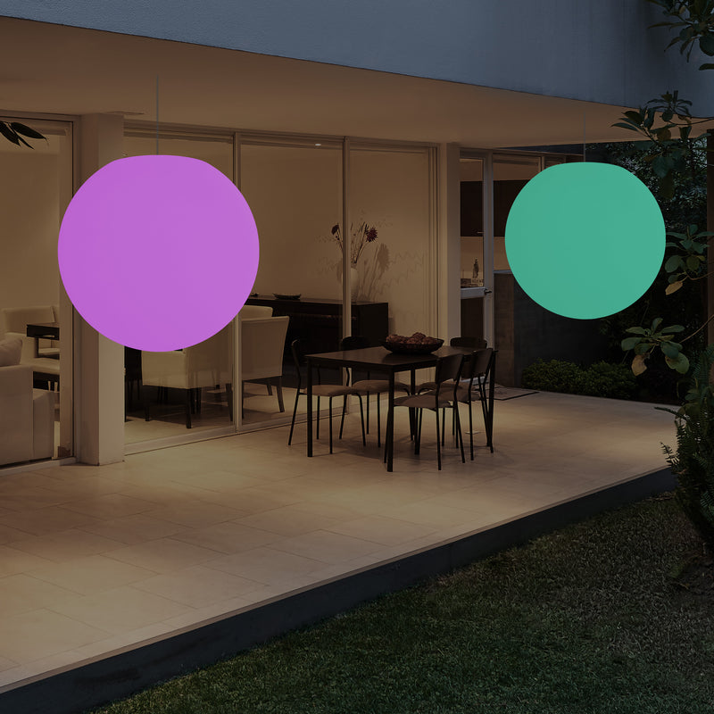 Hængende Havelampe Udendørsbelysning, 50cm LED Kugleformet Pendlerlampe, Stikkontakt, Flere Farver