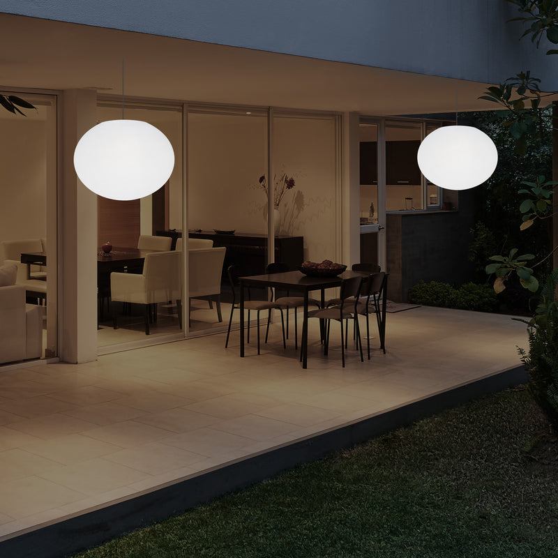 Udendørsbelysning Hængelampe, LED Loftlampe med Ledning, 27cm Oval Ellipse, RGB
