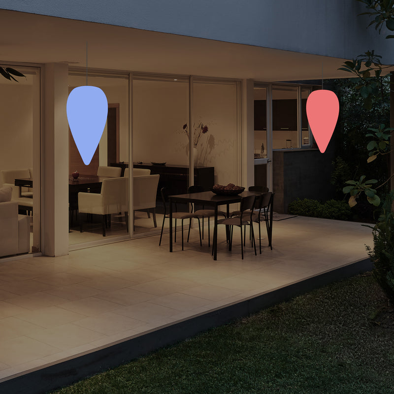Udendørs Terrassebelysning Hængelampe, LED Loftlampe med Ledning, 37cm Dråbeformet, RGB