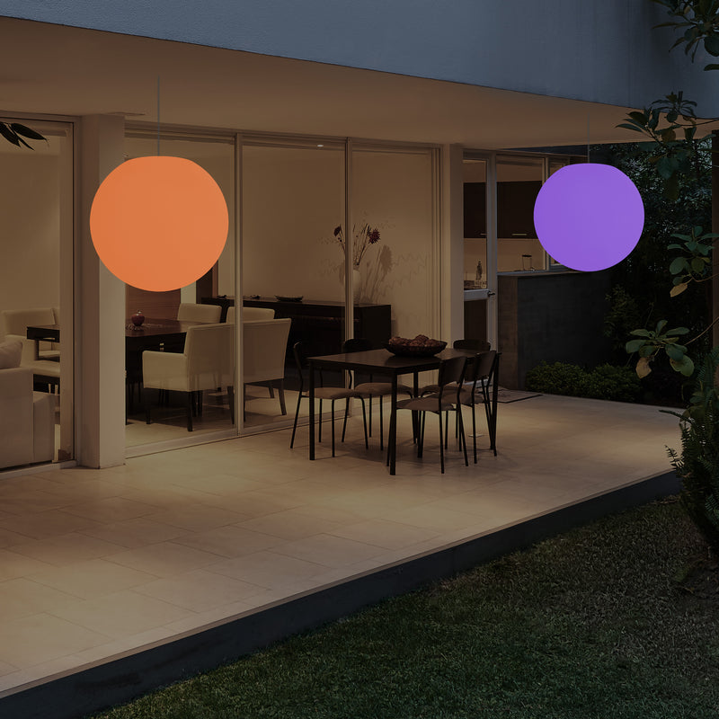 Udendørs Hængende LED Terrasselampe, Stikkontaktdrevet 40cm Kugleformet Hængelampe, 5V Lavspænding