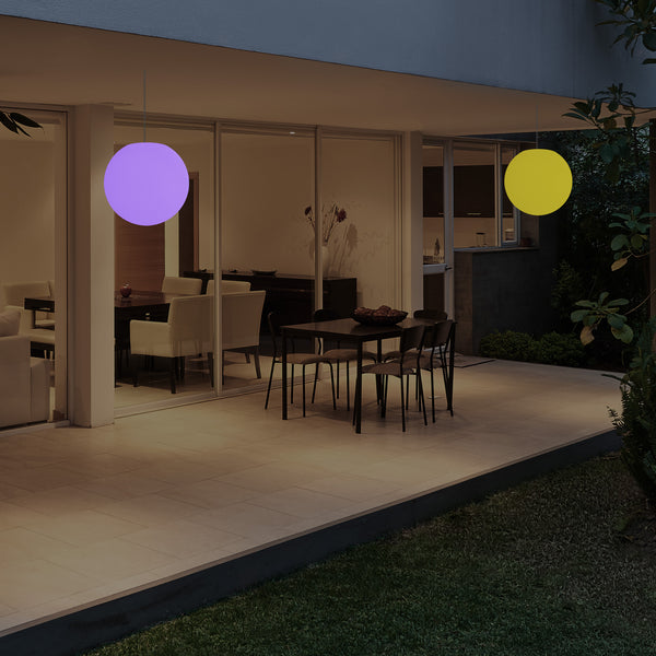 Havelampe Terrasselys Pendlerlampe, Stikkontaktdrevet 20cm Kugleformet Hængelampe, RGB