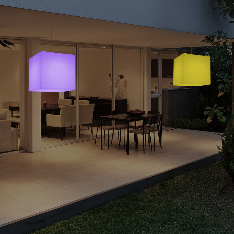 Udendørs Terrasse Hængelampe, Stikkontaktdrevet LED Loftlampe, 30cm Kasse, Farveskiftende
