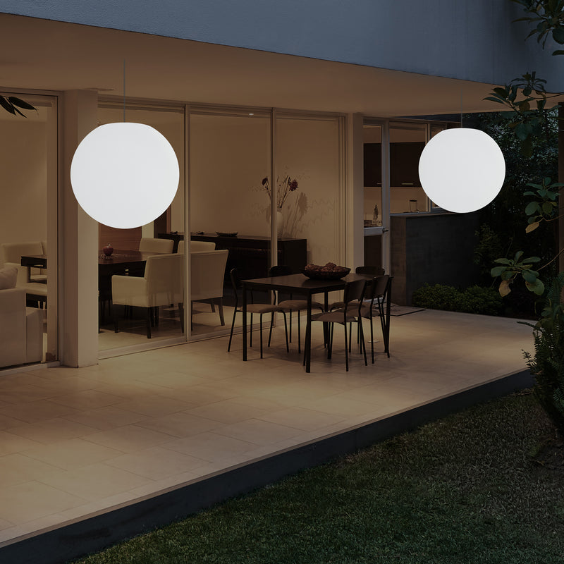 Udendørs Hængende LED Terrasselampe, Stikkontaktdrevet 40cm Kugleformet Hængelampe, 5V Lavspænding