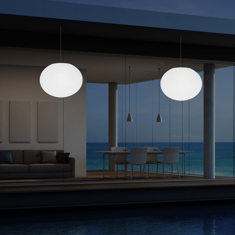 Udendørsbelysning Hængelampe, LED Loftlampe med Ledning, 27cm Oval Ellipse, RGB