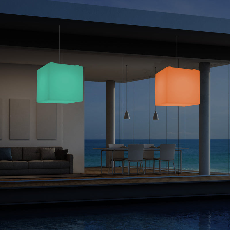 Udendørs Terrasse Hængelampe, Stikkontaktdrevet LED Loftlampe, 30cm Kasse, Farveskiftende