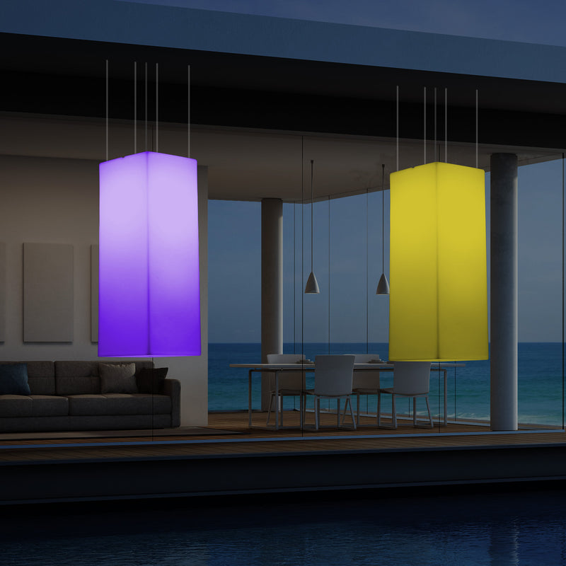 Udendørs Terrassebelysning Loftlampe, 110 x 30cm LED Søjleformet Pendlerlampe, RGB