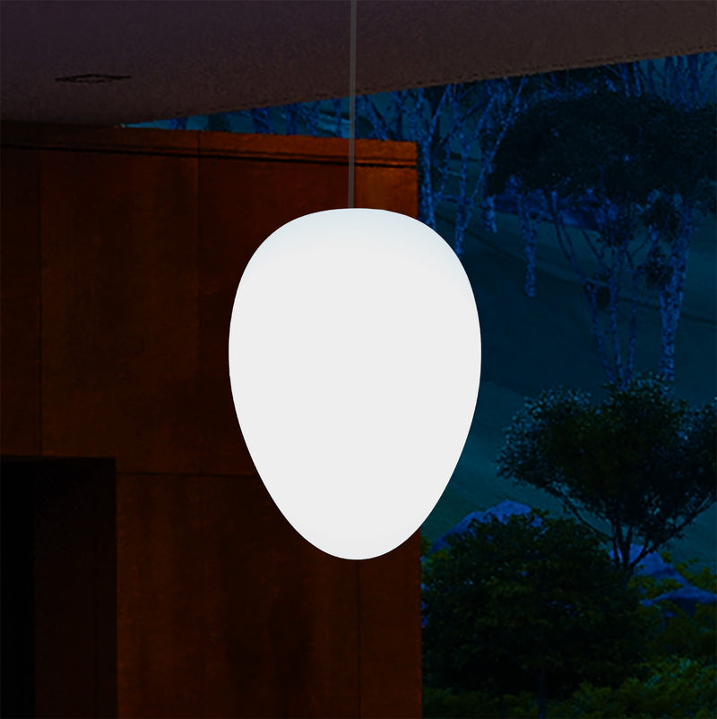 Udendørs Terrasse Havebelysning Loftlampe, 37cm Æggeformet LED Hængelampe, RGB