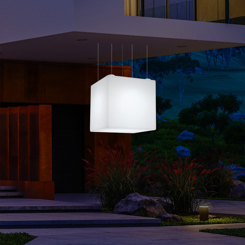 Udendørs Havebelysning Hængelampe, Stikkontakt LED Loftlampe, 60cm Firkantet, Flerfarvet