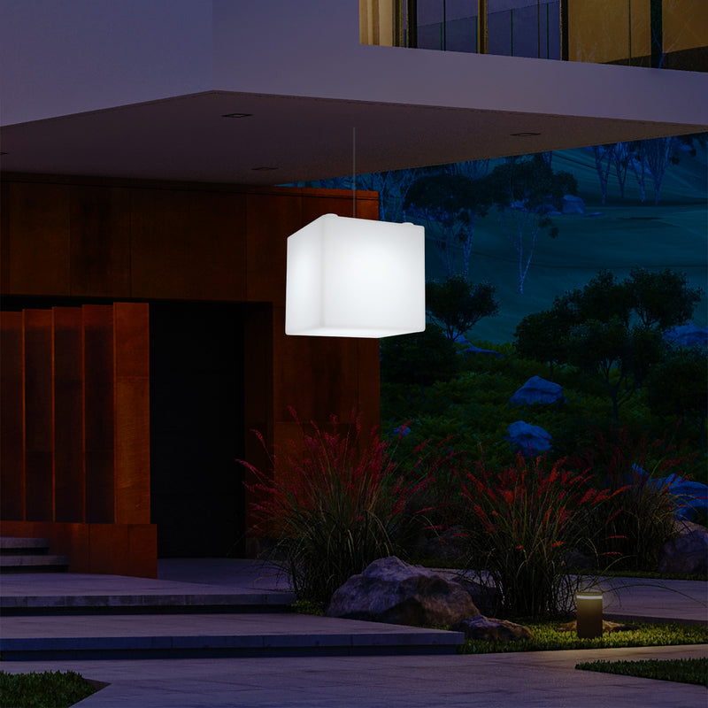 Udendørs Terrasse Hængelampe, Stikkontaktdrevet LED Loftlampe, 30cm Kasse, Farveskiftende