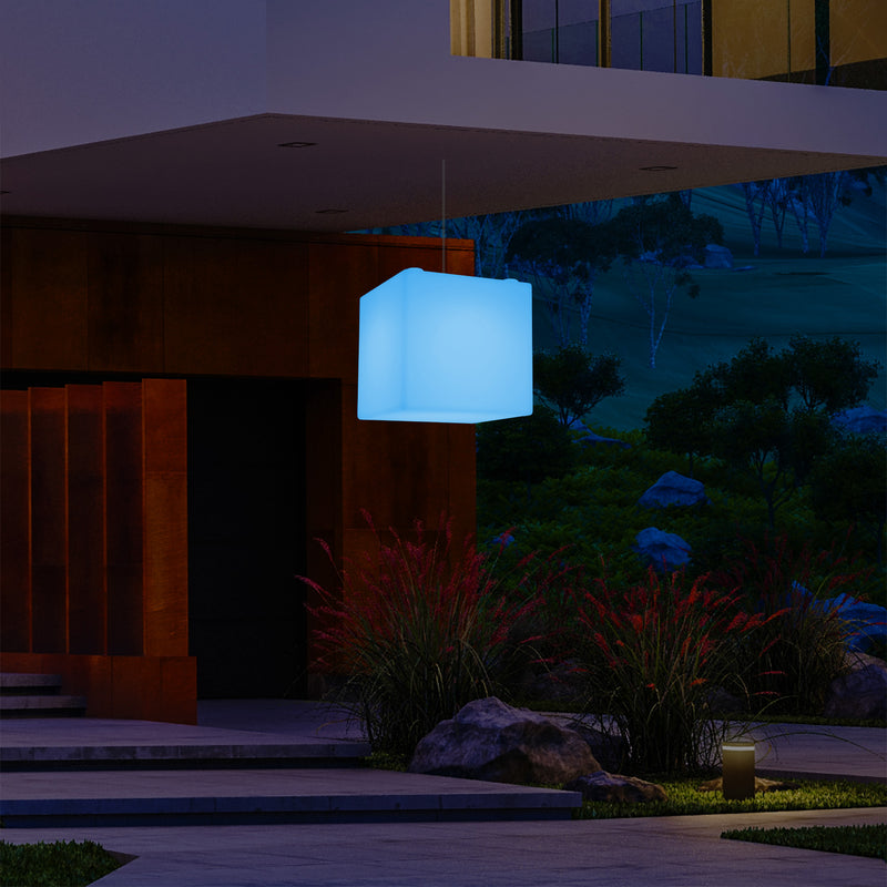 Udendørs Terrasse Hængelampe, Stikkontaktdrevet LED Loftlampe, 30cm Kasse, Farveskiftende