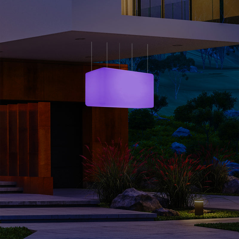Loftlampe Udendørsbelysning, 55x35cm Aflang LED Stikkontaktdrevet Hængelampe, RGB