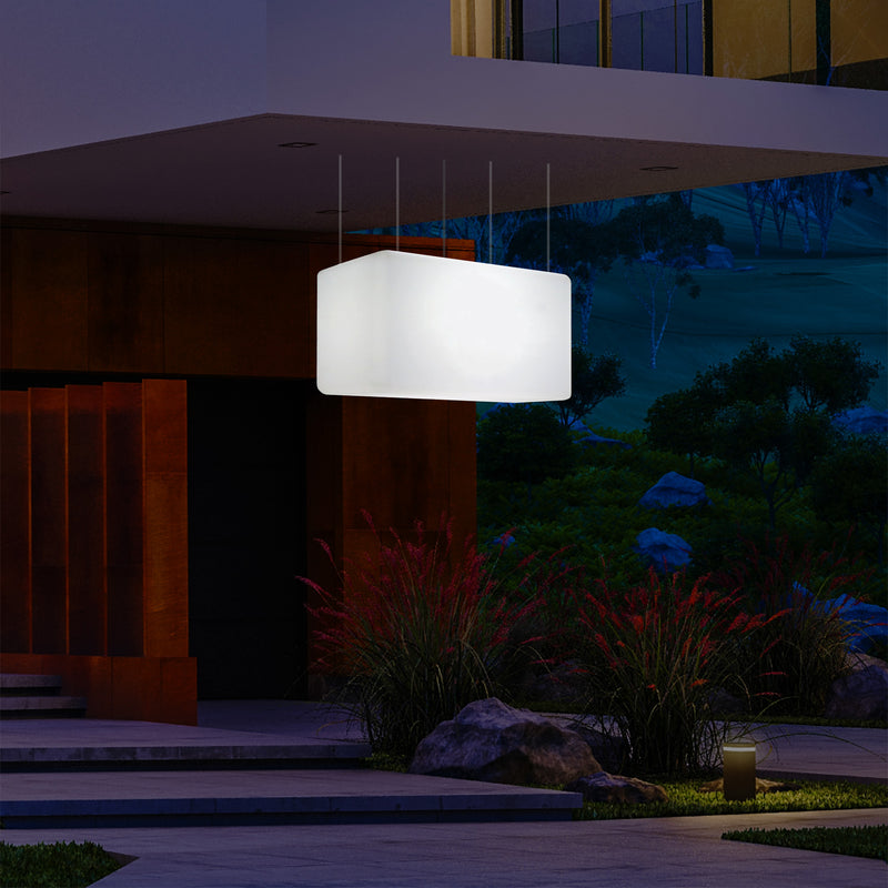 Loftlampe Udendørsbelysning, 55x35cm Aflang LED Stikkontaktdrevet Hængelampe, RGB