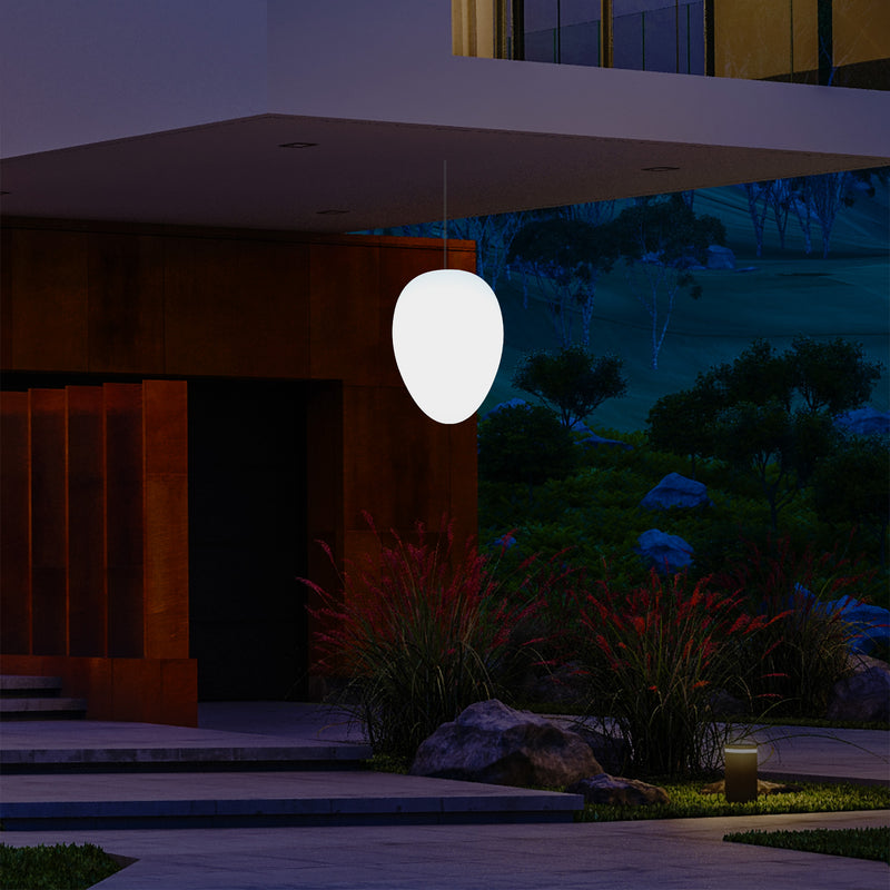 Udendørs Terrasse Havebelysning Loftlampe, 37cm Æggeformet LED Hængelampe, RGB
