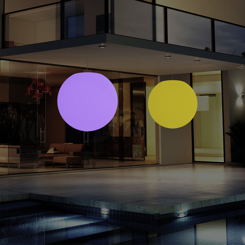 Udendørs Pendlerlampe Havebelysning, Stikkontakt LED Loftlampe, 60cm Globus, RGB