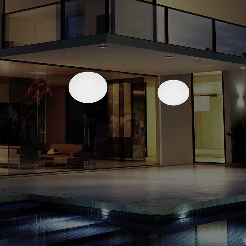 Udendørsbelysning Hængelampe, LED Loftlampe med Ledning, 27cm Oval Ellipse, RGB