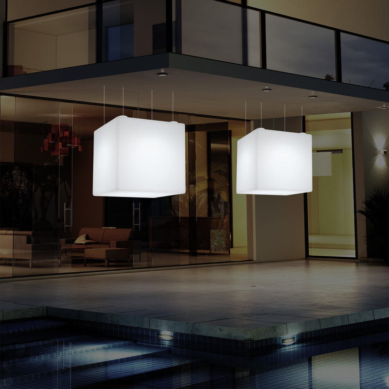 Udendørs Havebelysning Hængelampe, Stikkontakt LED Loftlampe, 60cm Firkantet, Flerfarvet
