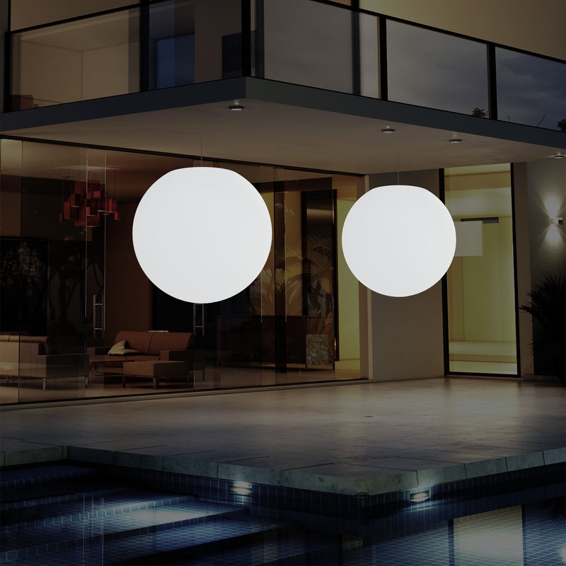 Udendørs Pendlerlampe Havebelysning, Stikkontakt LED Loftlampe, 60cm Globus, RGB