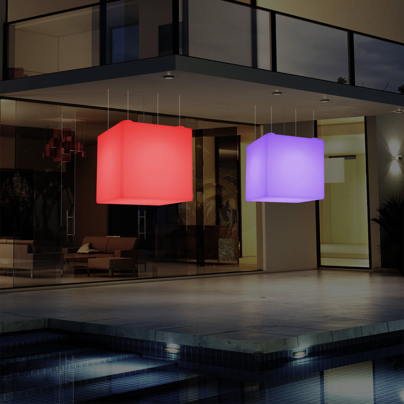 Udendørs Havebelysning Hængelampe, Stikkontakt LED Loftlampe, 60cm Firkantet, Flerfarvet