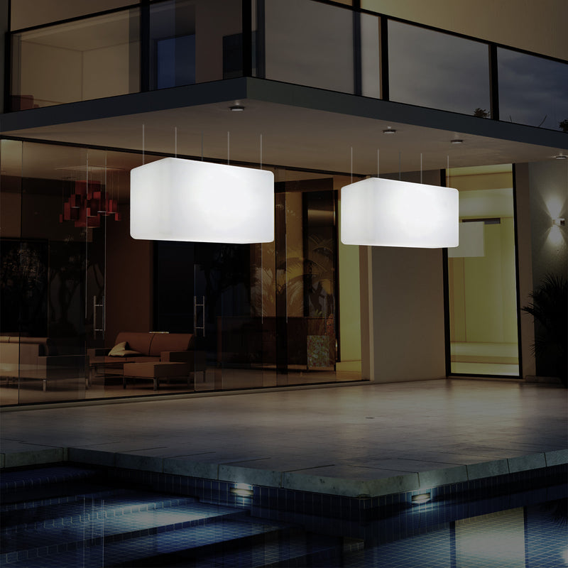 Loftlampe Udendørsbelysning, 55x35cm Aflang LED Stikkontaktdrevet Hængelampe, RGB