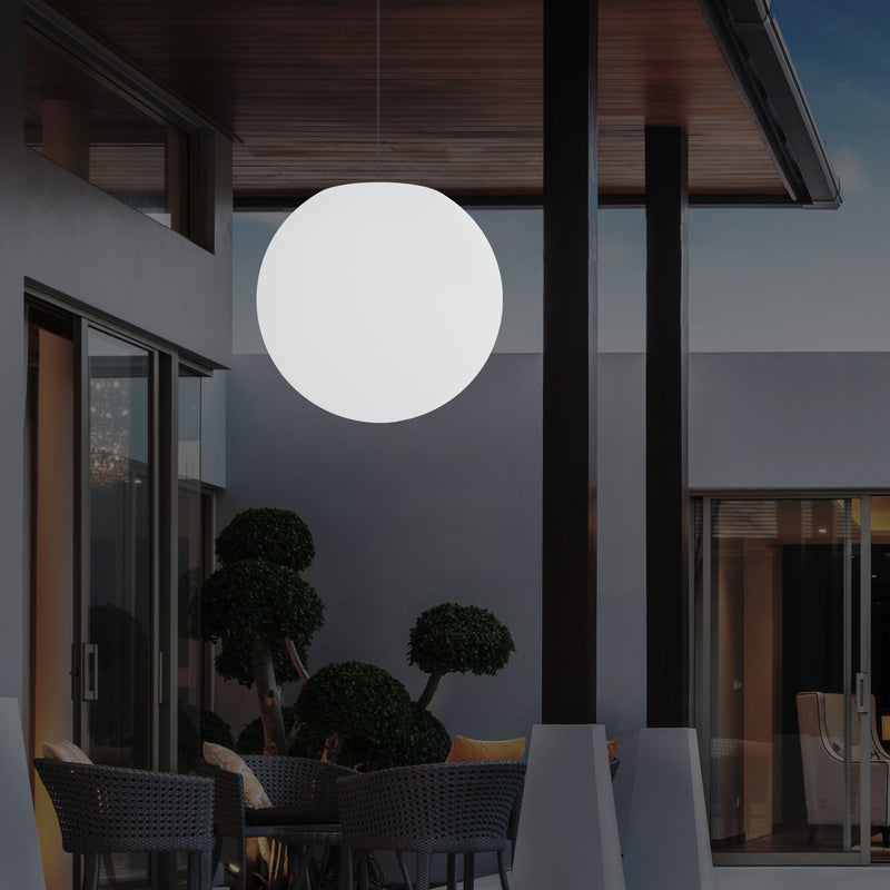 Udendørs Pendlerlampe Havebelysning, Stikkontakt LED Loftlampe, 60cm Globus, RGB