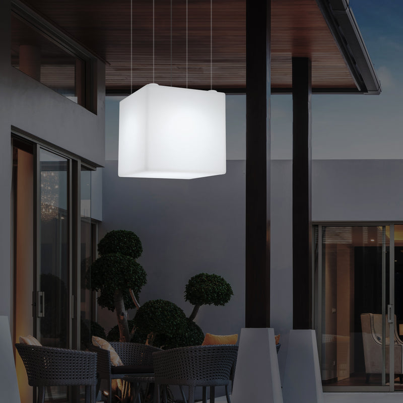 Udendørs Havebelysning Hængelampe, Stikkontakt LED Loftlampe, 60cm Firkantet, Flerfarvet