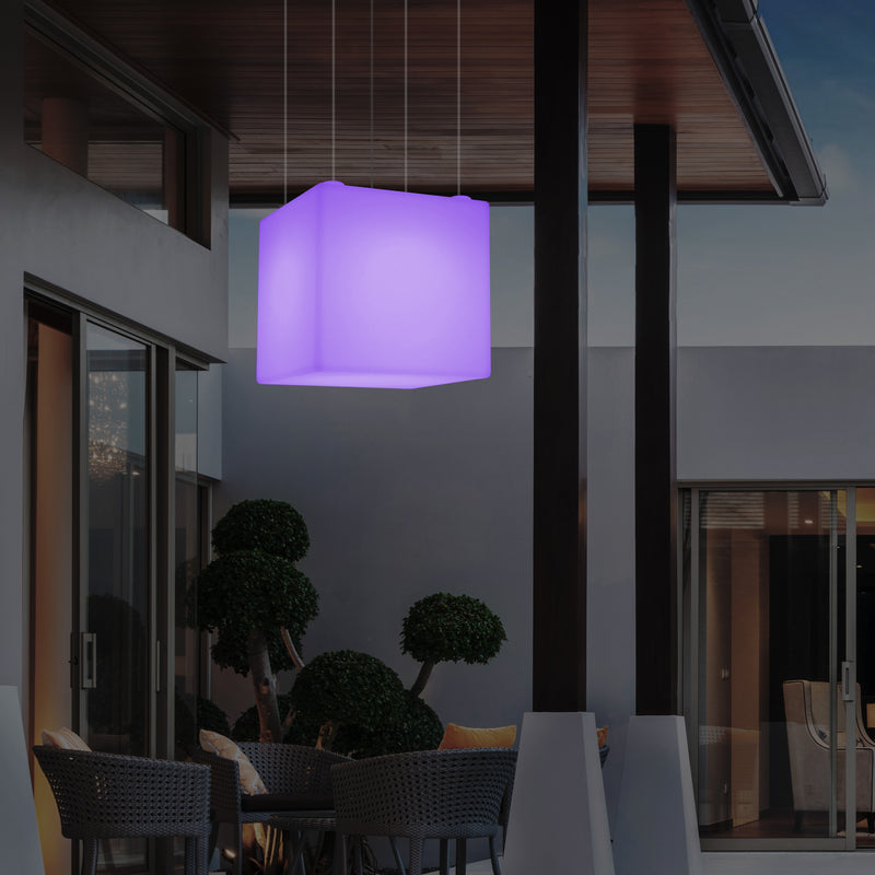 Udendørs Havebelysning Hængelampe, Stikkontakt LED Loftlampe, 60cm Firkantet, Flerfarvet