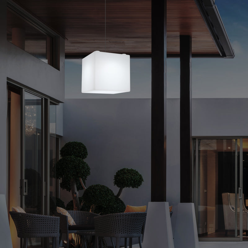 Udendørs Terrasse Hængelampe, Stikkontaktdrevet LED Loftlampe, 30cm Kasse, Farveskiftende