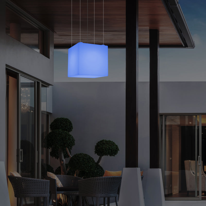 Stikkontaktdrevet Udendørs Terrassebelysning, 50cm LED Kasseformet Hængelampe, 5V Lavspænding