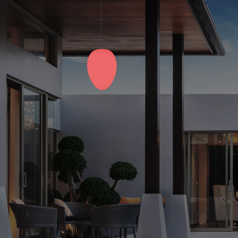 Udendørs Terrasse Havebelysning Loftlampe, 37cm Æggeformet LED Hængelampe, RGB