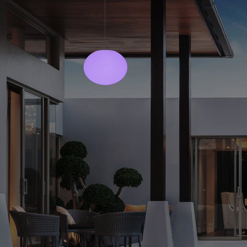 Udendørsbelysning Hængelampe, LED Loftlampe med Ledning, 27cm Oval Ellipse, RGB