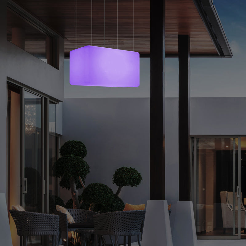 Loftlampe Udendørsbelysning, 55x35cm Aflang LED Stikkontaktdrevet Hængelampe, RGB