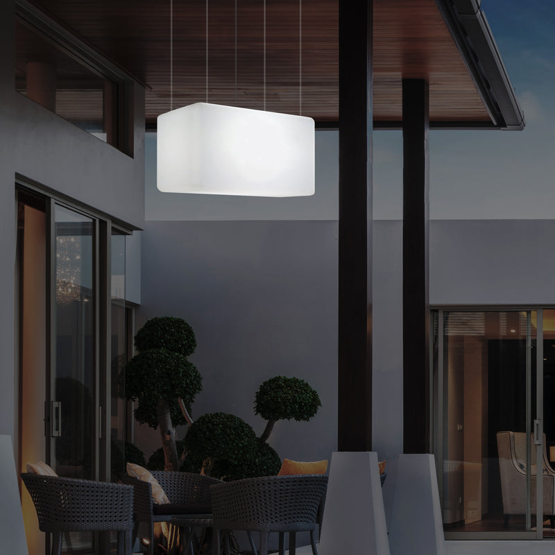 Loftlampe Udendørsbelysning, 55x35cm Aflang LED Stikkontaktdrevet Hængelampe, RGB