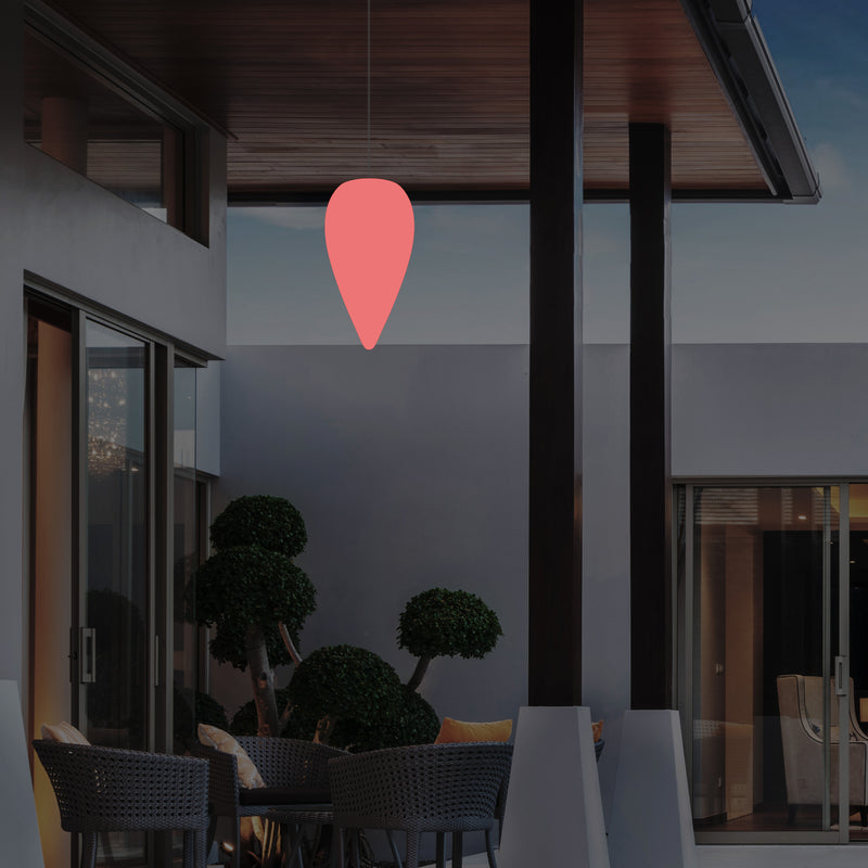 Udendørs Terrassebelysning Hængelampe, LED Loftlampe med Ledning, 37cm Dråbeformet, RGB