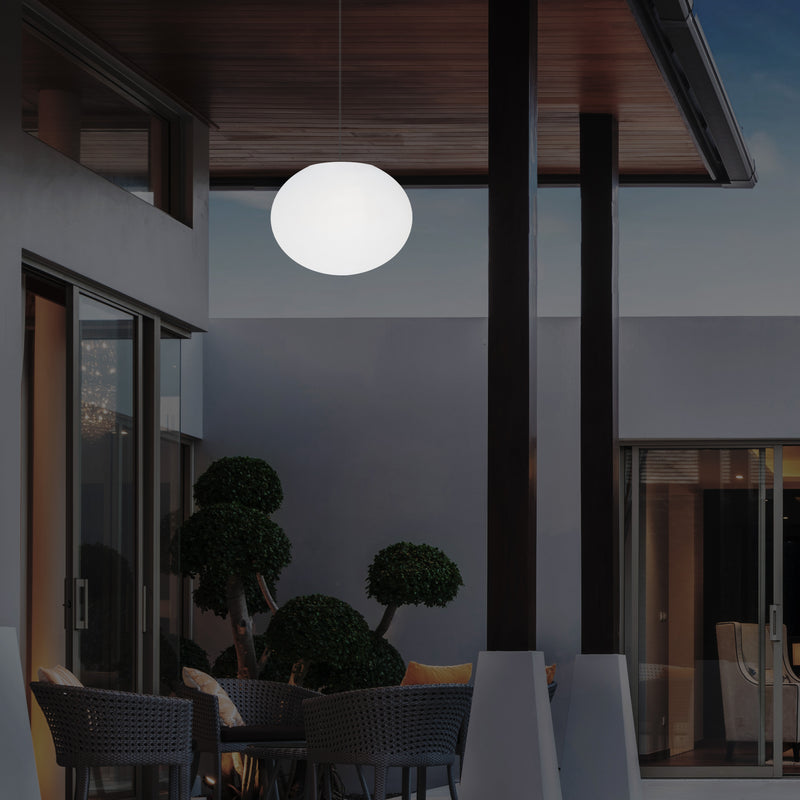 Udendørsbelysning Hængelampe, LED Loftlampe med Ledning, 27cm Oval Ellipse, RGB