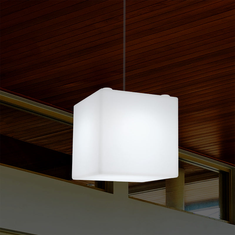 Havebelysning Terrasselampe, 20cm LED Kasseformet Pendlerlampe, RGB, Stikkontakt