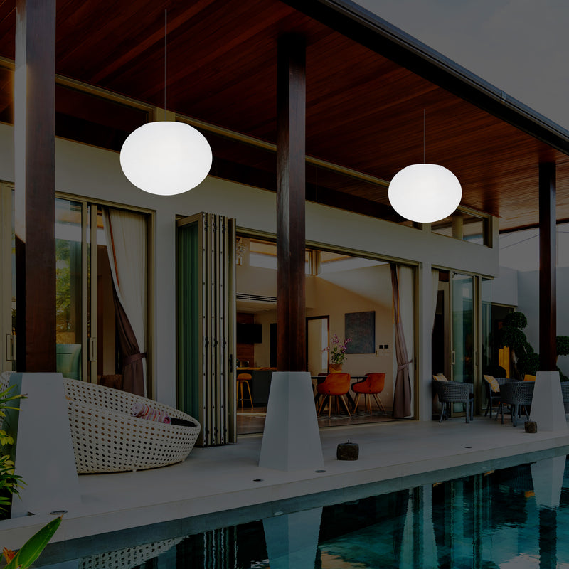 Udendørsbelysning Hængelampe, LED Loftlampe med Ledning, 27cm Oval Ellipse, RGB