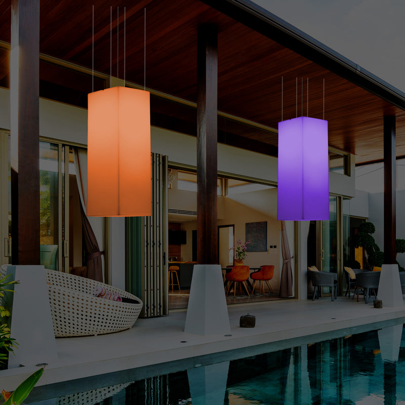 Udendørs Terrassebelysning Loftlampe, 110 x 30cm LED Søjleformet Pendlerlampe, RGB