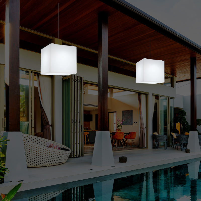 Udendørs Terrasse Hængelampe, Stikkontaktdrevet LED Loftlampe, 30cm Kasse, Farveskiftende