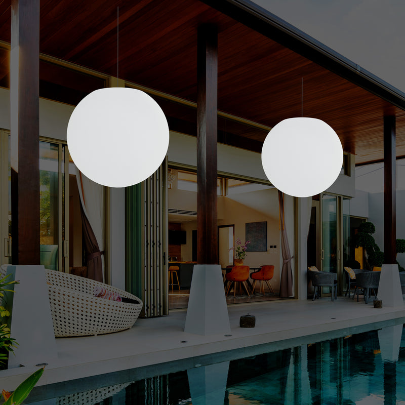 Udendørs Pendlerlampe Havebelysning, Stikkontakt LED Loftlampe, 60cm Globus, RGB