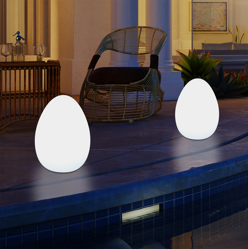 Udendørsbelysning Æggeformet LED Bordlampe, 37cm Terrasselampe til Stikkontakt, Flerfarvet RGB