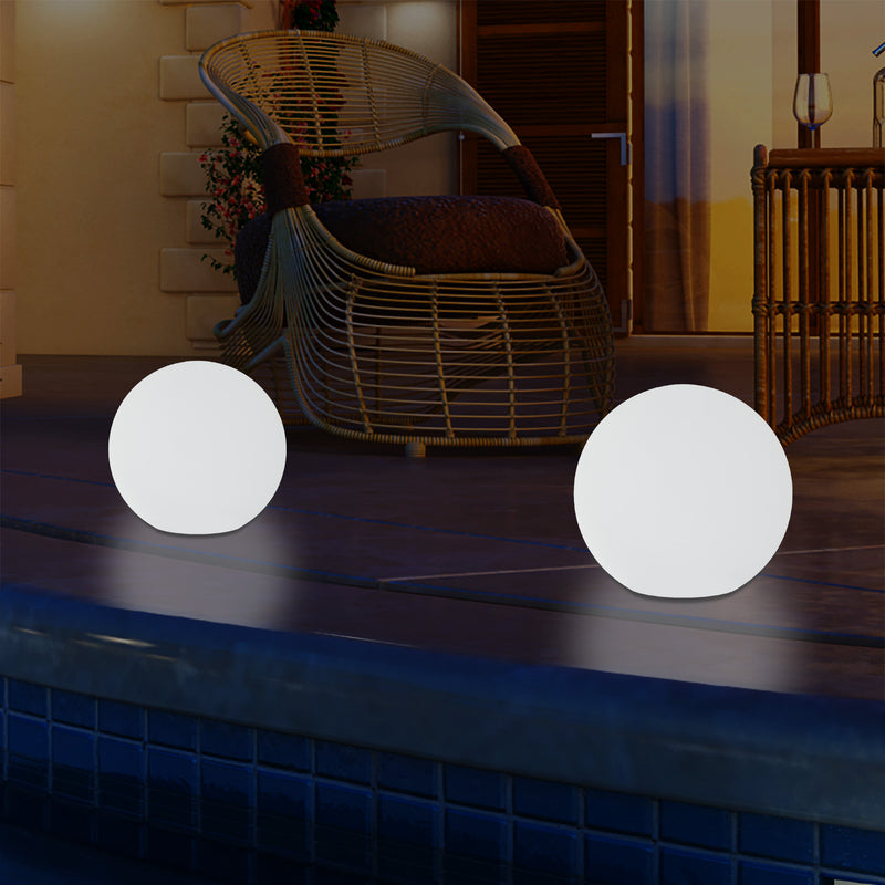 Kugleformet LED Udendørsbelysning, 5V Stikkontakt Havelampe, 20cm Bold, Flerfarvet