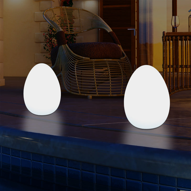 Udendørsbelysning Æggeformet LED Bordlampe, 37cm Terrasselampe til Stikkontakt, Flerfarvet RGB