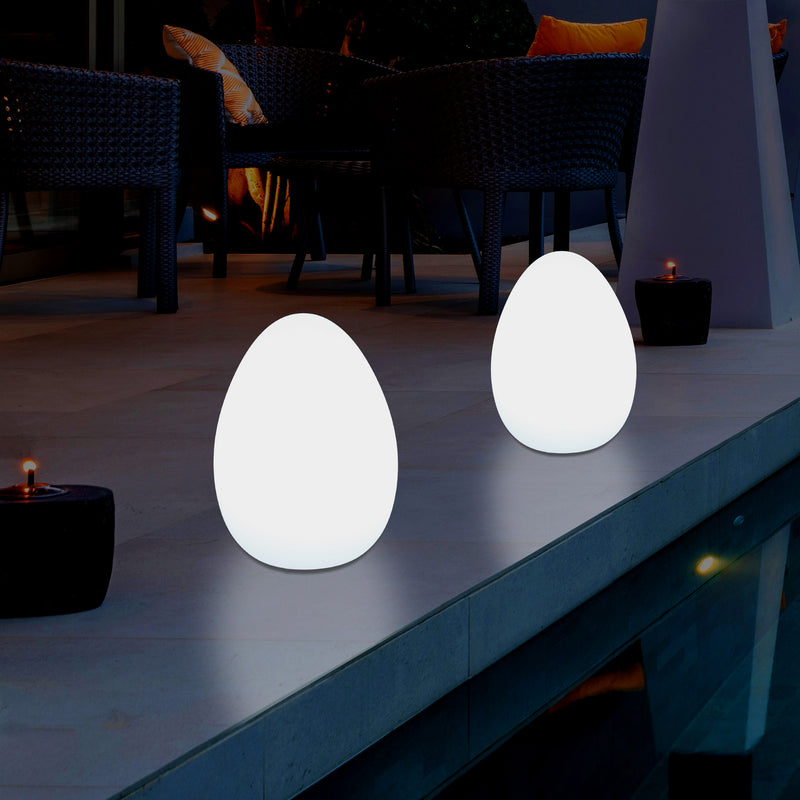 Udendørsbelysning Æggeformet LED Bordlampe, 37cm Terrasselampe til Stikkontakt, Flerfarvet RGB