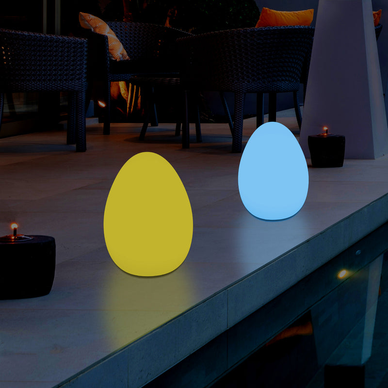 Udendørsbelysning Æggeformet LED Bordlampe, 37cm Terrasselampe til Stikkontakt, Flerfarvet RGB