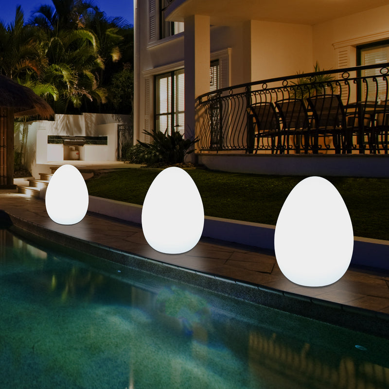 Udendørsbelysning Æggeformet LED Bordlampe, 37cm Terrasselampe til Stikkontakt, Flerfarvet RGB
