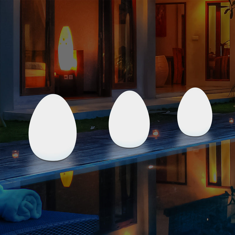 Udendørsbelysning Æggeformet LED Bordlampe, 37cm Terrasselampe til Stikkontakt, Flerfarvet RGB
