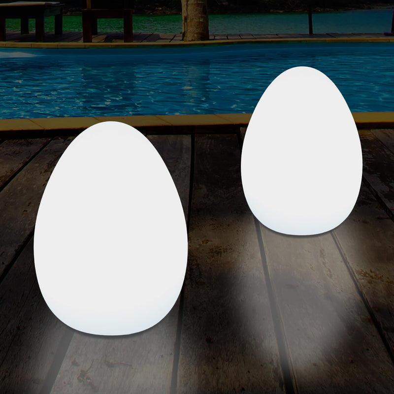 Udendørsbelysning Æggeformet LED Bordlampe, 37cm Terrasselampe til Stikkontakt, Flerfarvet RGB