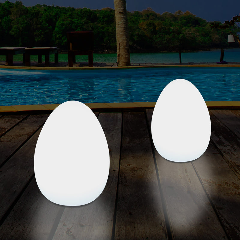 Udendørsbelysning Æggeformet LED Bordlampe, 37cm Terrasselampe til Stikkontakt, Flerfarvet RGB