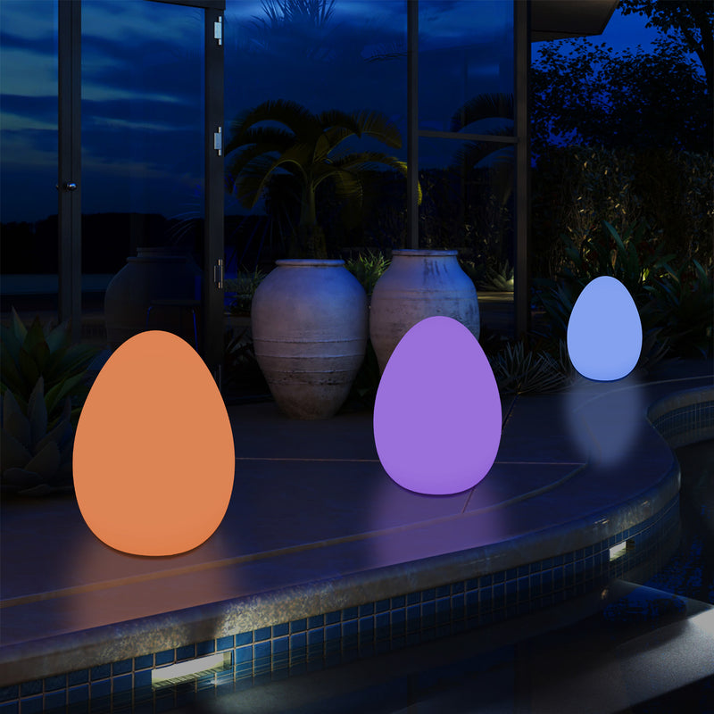 Udendørsbelysning Æggeformet LED Bordlampe, 37cm Terrasselampe til Stikkontakt, Flerfarvet RGB